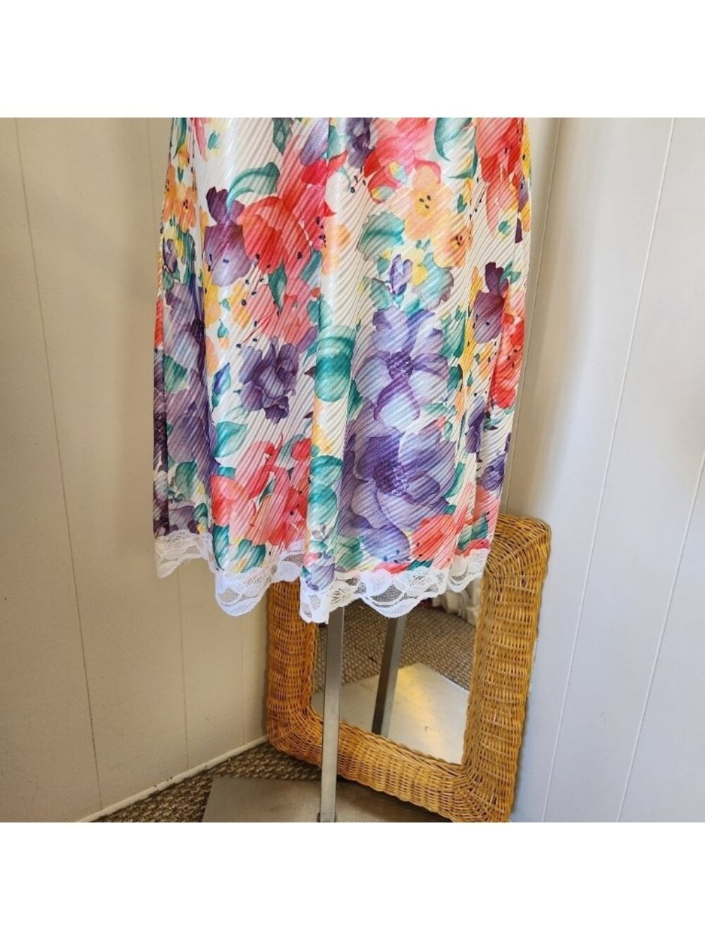 Vintage Floral Nightie Lingerie Sheer Slip Dress 90s 199ps Y2K Mini Fairycore - Picture 7 of 11